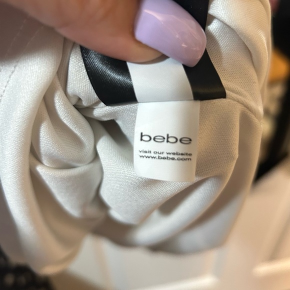 🔥Bebe fitted white, black&cream color block dress-size L - Picture 12 of 16